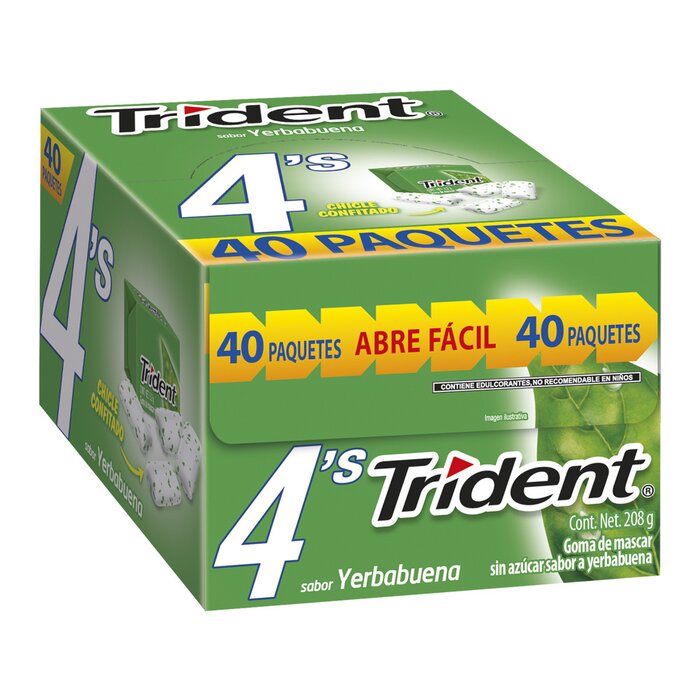 CHICLE TRIDENT 4 PAST PAQ C/40 PZ YERBA