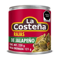 CHILE JALAPEÑO RAJAS LA COSTEÑA PAQ C/4 380 GR