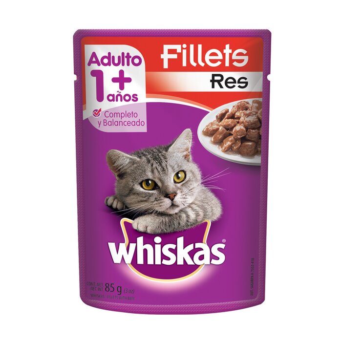 ALIMENTO PARA GATO WHISKAS POUCH RES 85 GR