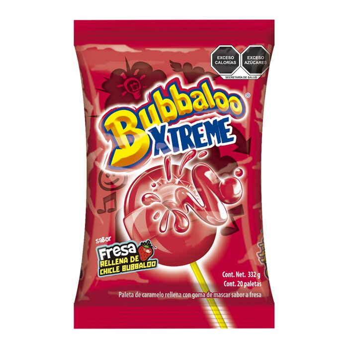 PALETA BUBBA XTREME FRESA BOLSA CON 20 PIEZAS