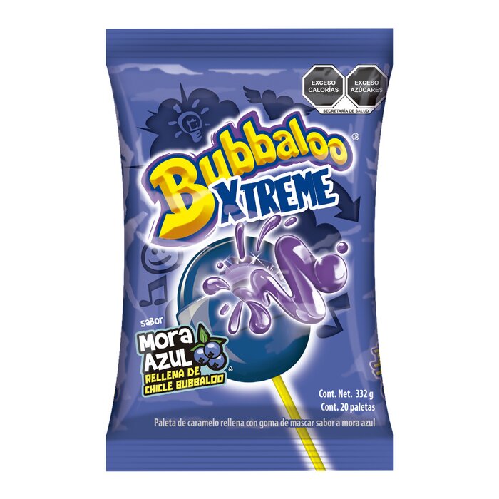 PALETA BUBBA XTREME MORA BOLSA CON 20 PIEZAS