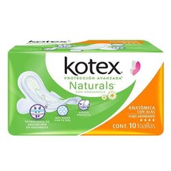 TOALLA FEMENINA KOTEX MANZANILLA ANATOMICA CON ALAS 10 PZ