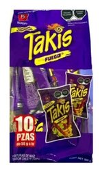 TAKIS FUEGO PAQUETE CON 10 PIEZAS DE 56 GR C/U