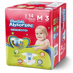 PAÑAL KLEEN BEBE ABSORSEC MEDIANO 16 PIEZAS