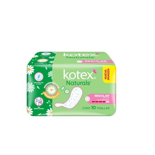 TOALLA FEMENINA KOTEX MANZANILLA ANATOMINA SIN ALAS 10 PZ