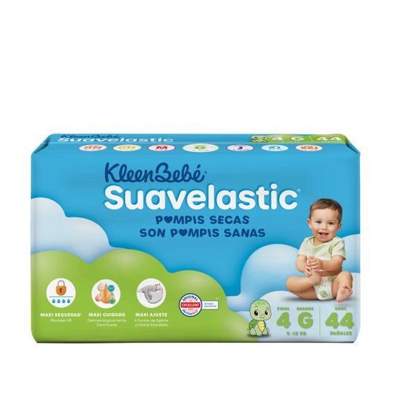 PAÑAL KLEEN BEBE SUAVELASTIC GRANDE 44 PIEZAS