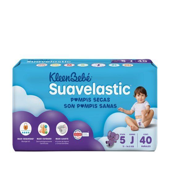 PAÑAL KLEEN BEBE SUAVELASTIC JUMBO 40 PIEZAS