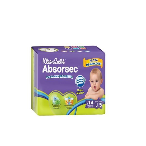PAÑAL KLEEN BEBE ABSORSEC JUMBO 14 PIEZAS