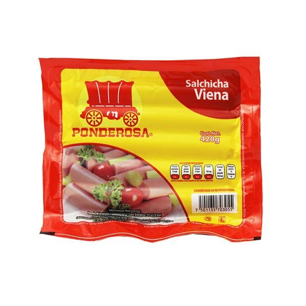 SALCHICHA VIENA PONDEROSA 420 GR (10 PZ)