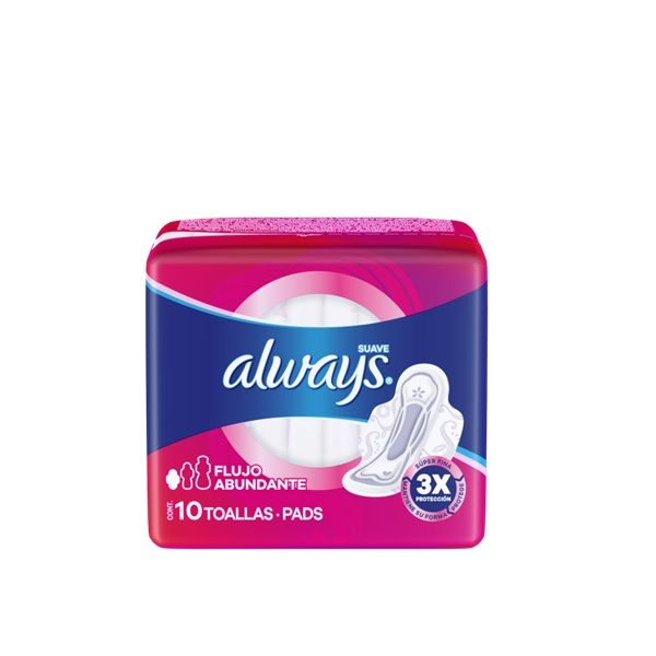 TOALLA FEMENINA ALWAYS PROT TOTAL SUAVE CON ALAS C/10 PZ