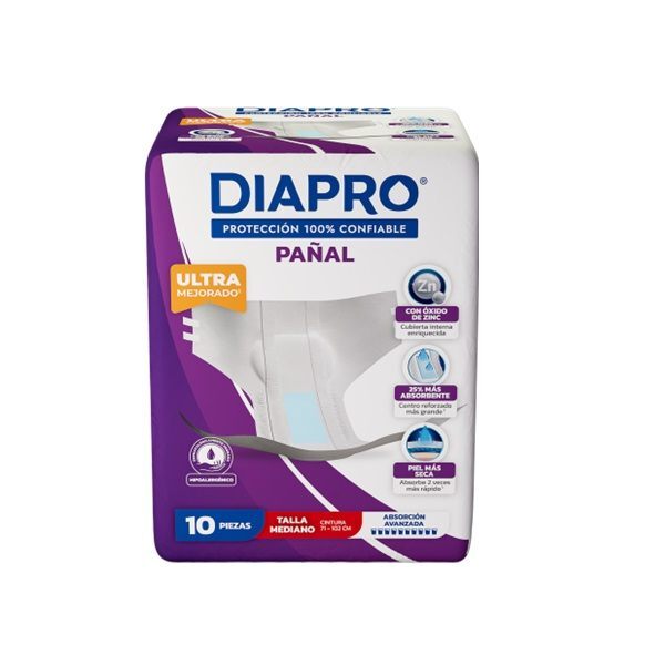PAÑAL PARA ADULTO DIAPRO MEDIANO CON 10 PIEZAS
