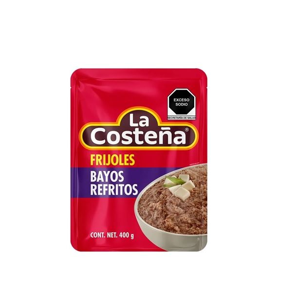 FRIJOL LA COSTEÑA REFRITO BAYO POUCH 400 GR