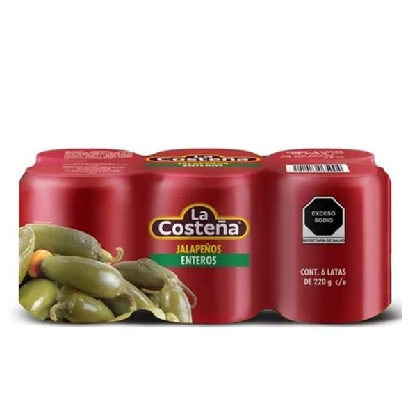 CHILE JALAPEÑO ENTERO LA COSTEÑA PAQ C/6 DE 220 GR