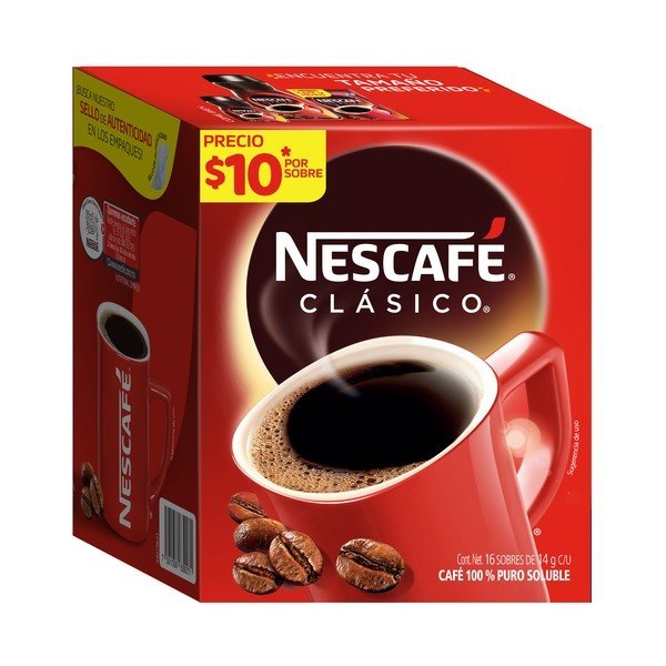 CAFE SOLUBLE NESCAFE EXHIBIDOR C/16 SOBRES DE 14 GR C/U