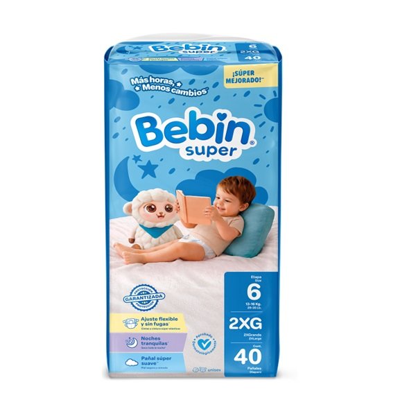 PAÑAL BEBIN SUPER EXTRA EXTRA GRANDE C/40 PZ