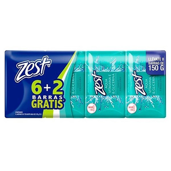 PAQ C/8 JABONES ZEST AQUA 135 GR CADA PIEZA