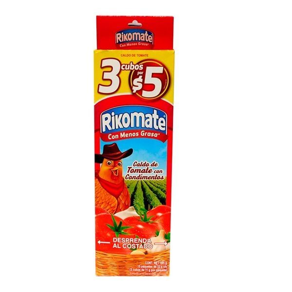 RIKOMATE TIRA C/15 PAQ DE 3 CUBOS DE 11 GR