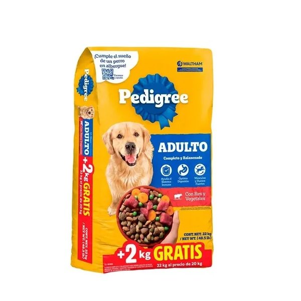 ALIMENTO PERRO PEDIGREE ADULTO 22 KG