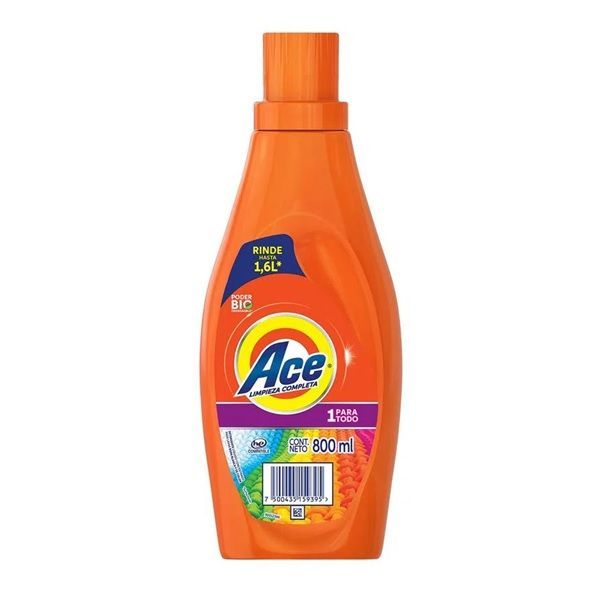 DETERGENTE LIQUIDO ACE 800 ML UNO PARA TODO