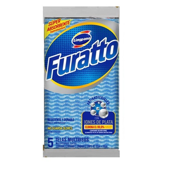 PAÑO MULTIUSOS FURATTO C/5 PIEZAS COLORES SURTIDOS