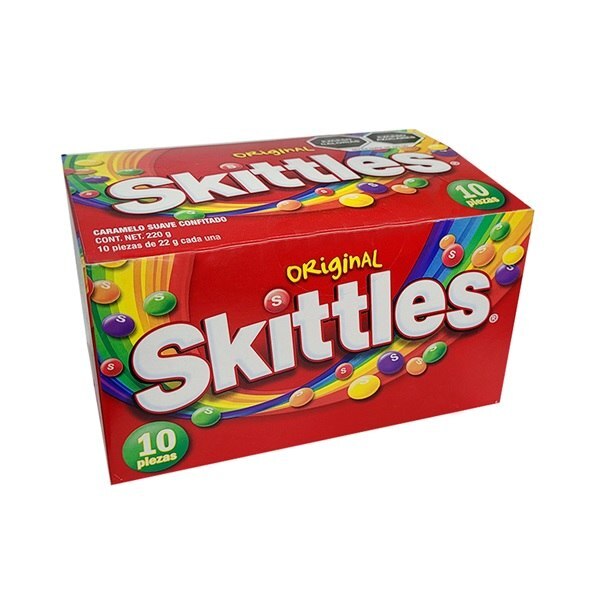 SKITTLES ORIGINAL DISPLAY CON 10 PZA DE 22 GR CADA UNO