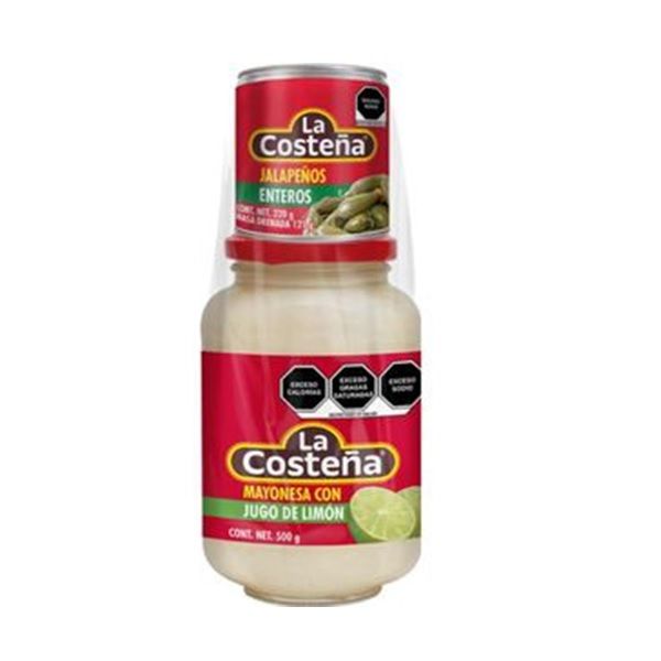 COMBO MAYONESA COSTEÑA 500 GR+1 LTA JALAPEÑO 220 GR GRATIS